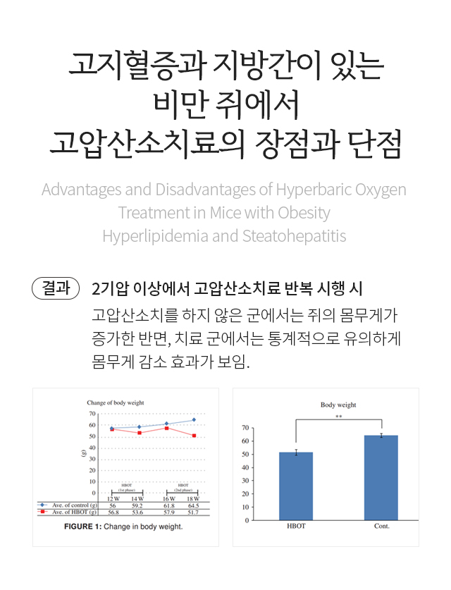 고지혈증, 지방간 고압산소치료의 장단점 시험 결과